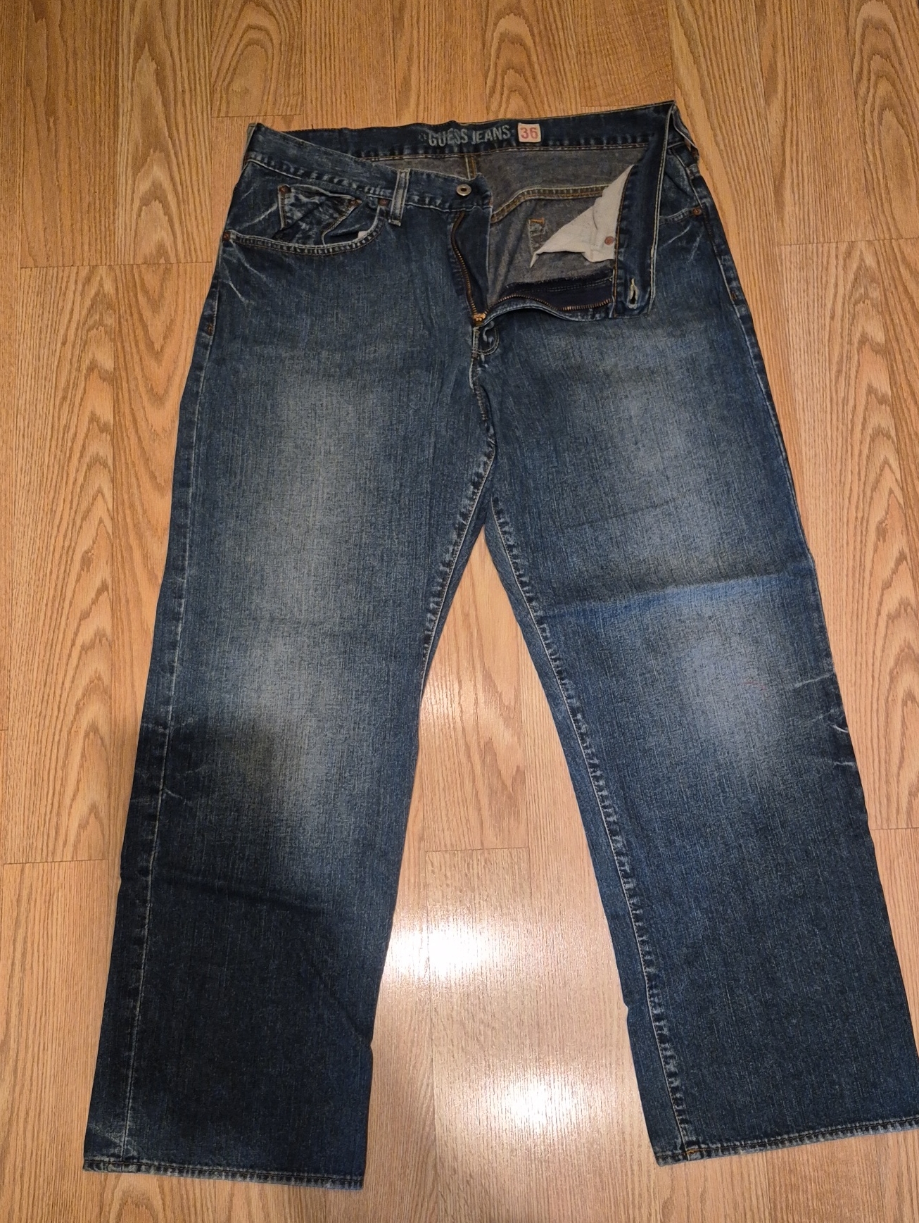 Guess Relaxed Fit Mens Jeans In Dark Blue Denim